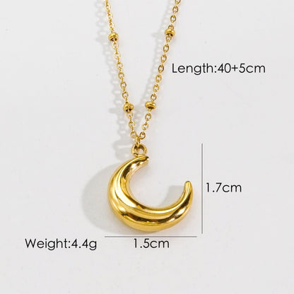 Modern Style Geometric Moon Ginkgo Leaf Natural Stone Titanium Steel Irregular Plating Inlay Pendant Necklace