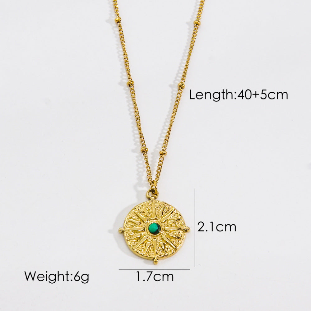 Simple Style Classic Style Square Star Moon Titanium Steel Enamel Plating Inlay Natural Stone Shell Zircon 14k Gold Plated Pendant Necklace