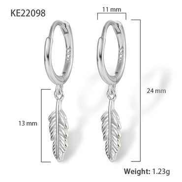 1 Pair Simple Style Commute Leaves Plating Sterling Silver 18k Gold Plated White Gold Plated Drop Earrings