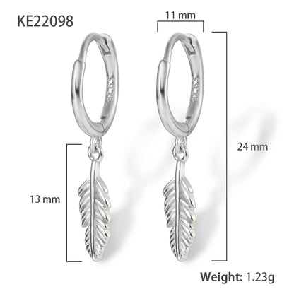 1 Pair Simple Style Commute Leaves Plating Sterling Silver 18k Gold Plated White Gold Plated Drop Earrings