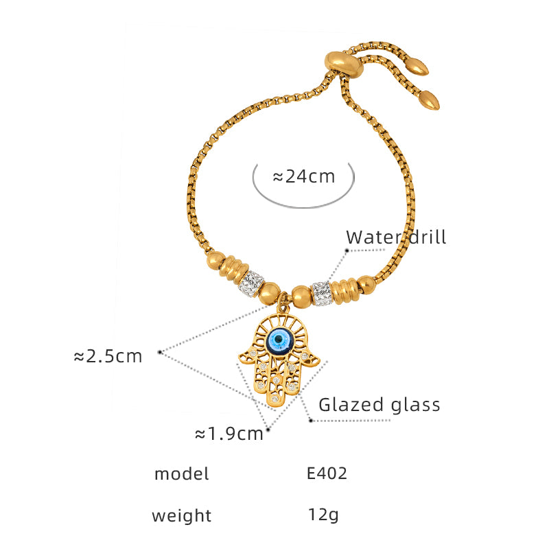 Hip-hop Exaggerated Devil's Eye Star Heart Shape Titanium Steel Plating Inlay Zircon 18k Gold Plated Bracelets