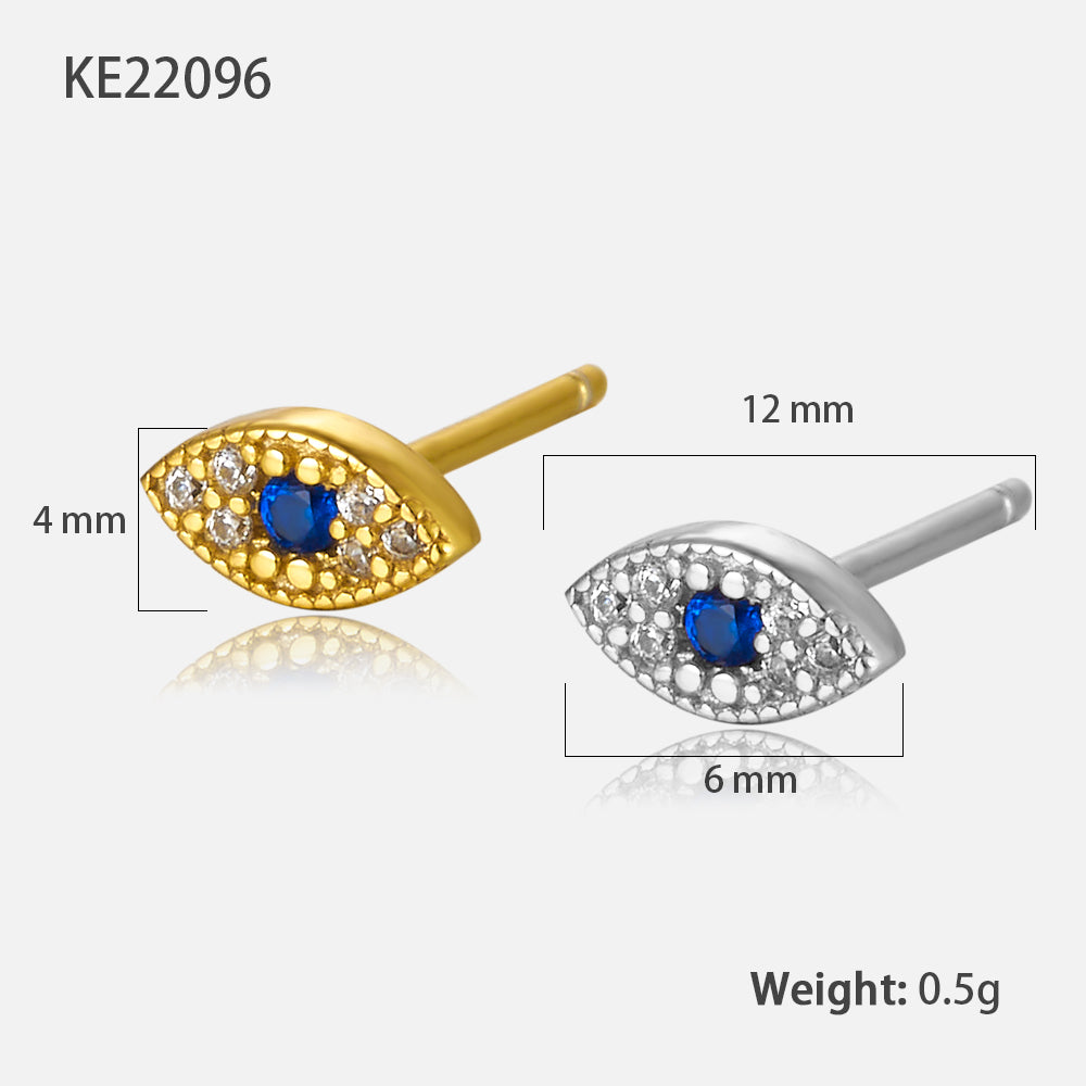 1 Pair Retro Shiny Devil's Eye Plating Inlay Sterling Silver Zircon 18k Gold Plated White Gold Plated Earrings