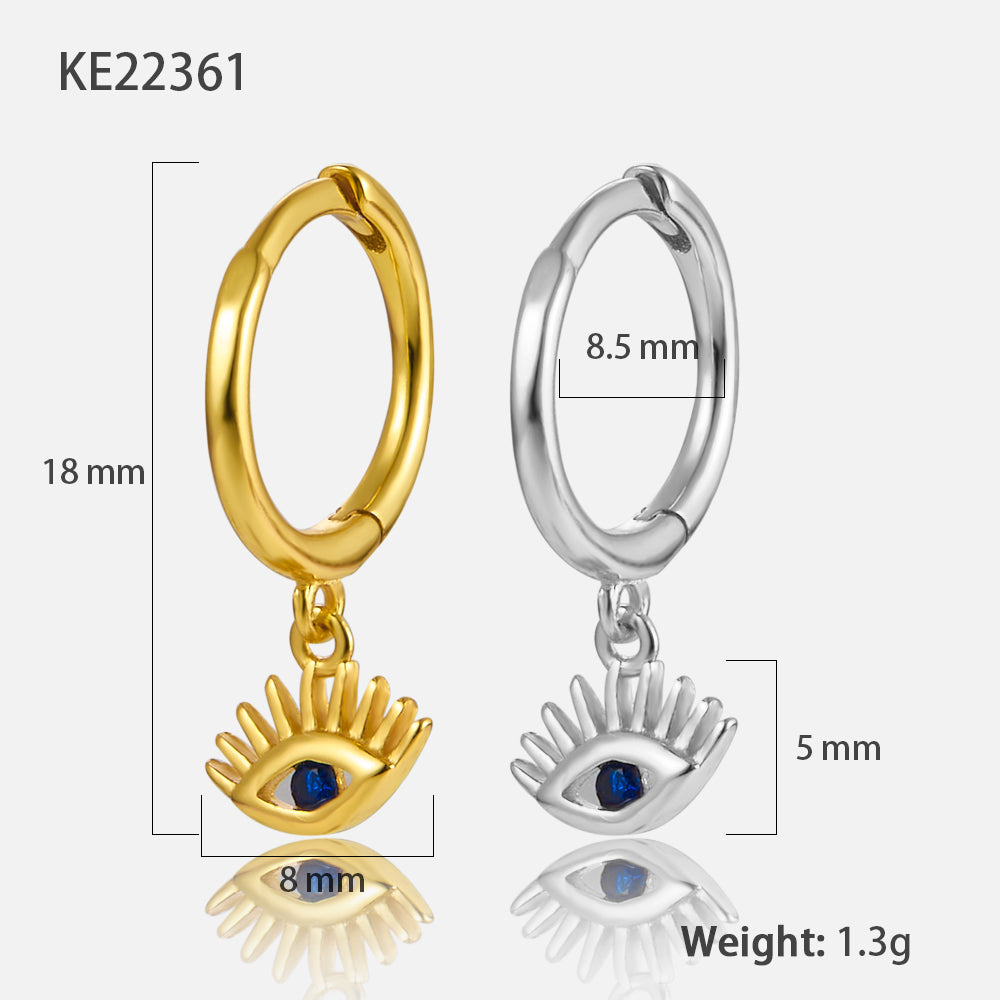 1 Pair Retro Shiny Devil's Eye Plating Inlay Sterling Silver Zircon 18k Gold Plated White Gold Plated Earrings