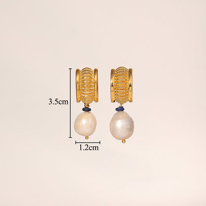 1 Pair Elegant Glam Classical Geometric Inlay Copper Artificial Gemstones 18k Gold Plated Drop Earrings