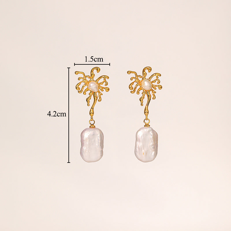 1 Pair Glam Classical Geometric Inlay Copper Artificial Pearls 18k Gold Plated Drop Earrings