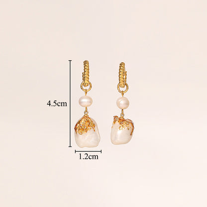 1 Pair Glam Classical Geometric Inlay Copper Artificial Pearls 18k Gold Plated Drop Earrings