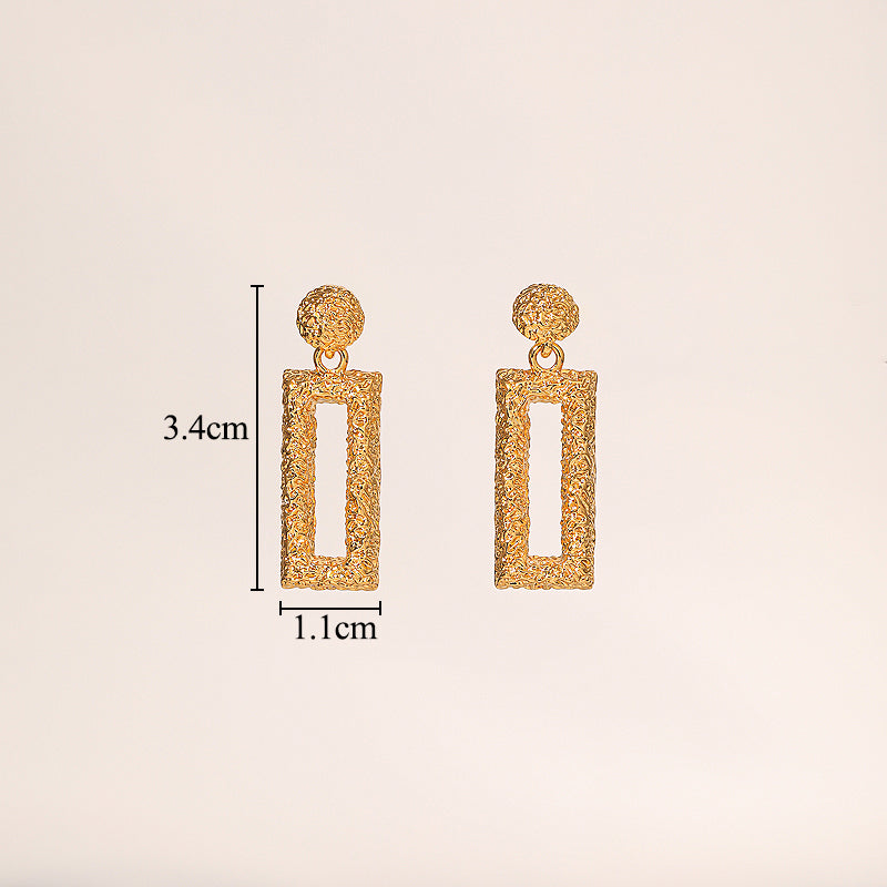 1 Pair Classical Exaggerated Geometric Inlay Copper Artificial Pearls 18k Gold Plated Drop Earrings