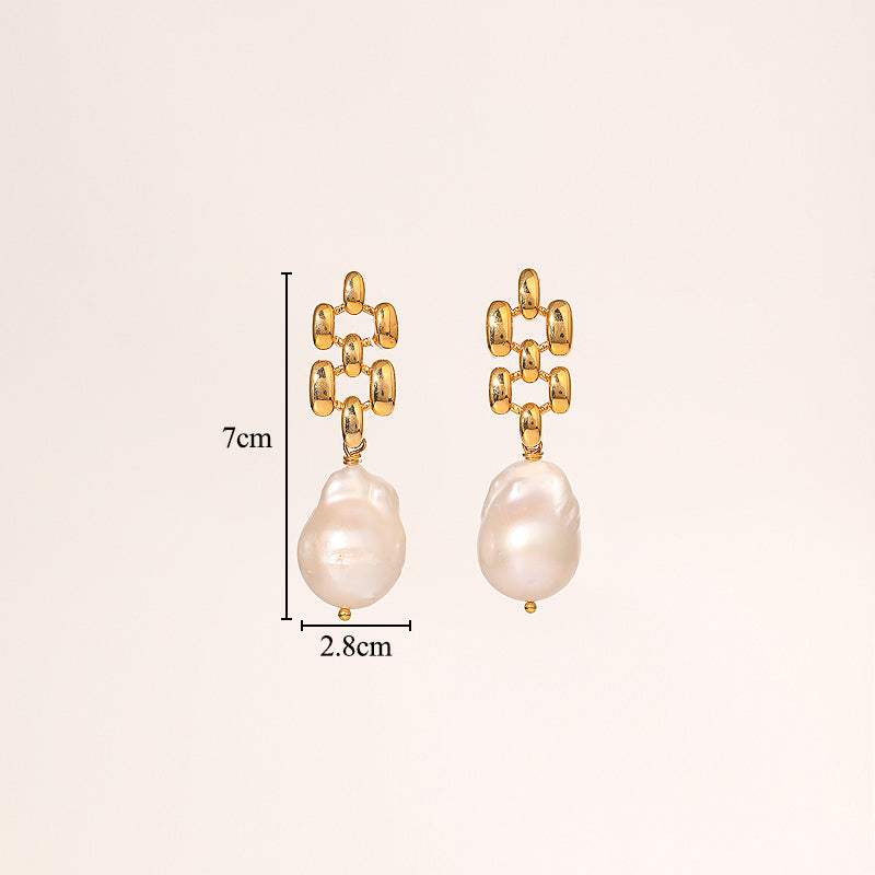 1 Pair Glam Classical Geometric Plating Inlay Copper Artificial Pearls Rhinestones 18k Gold Plated Drop Earrings