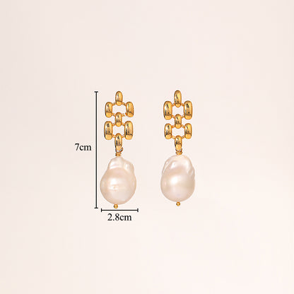 1 Pair Glam Classical Geometric Plating Inlay Copper Artificial Pearls Rhinestones 18k Gold Plated Drop Earrings