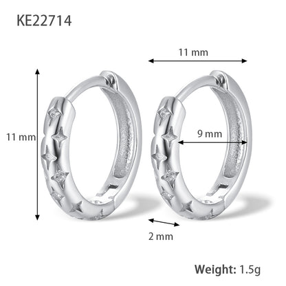 1 Pair Luxurious Simple Style Round Plating Inlay Sterling Silver Zircon 18k Gold Plated White Gold Plated Hoop Earrings