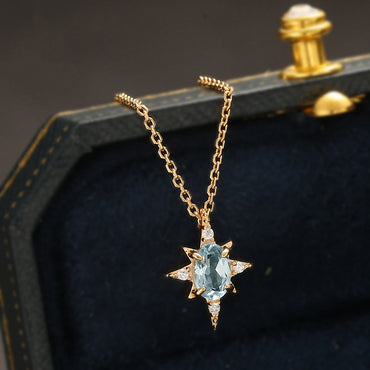 Elegant Star Sterling Silver Plating Inlay Zircon 18k Gold Plated Pendant Necklace