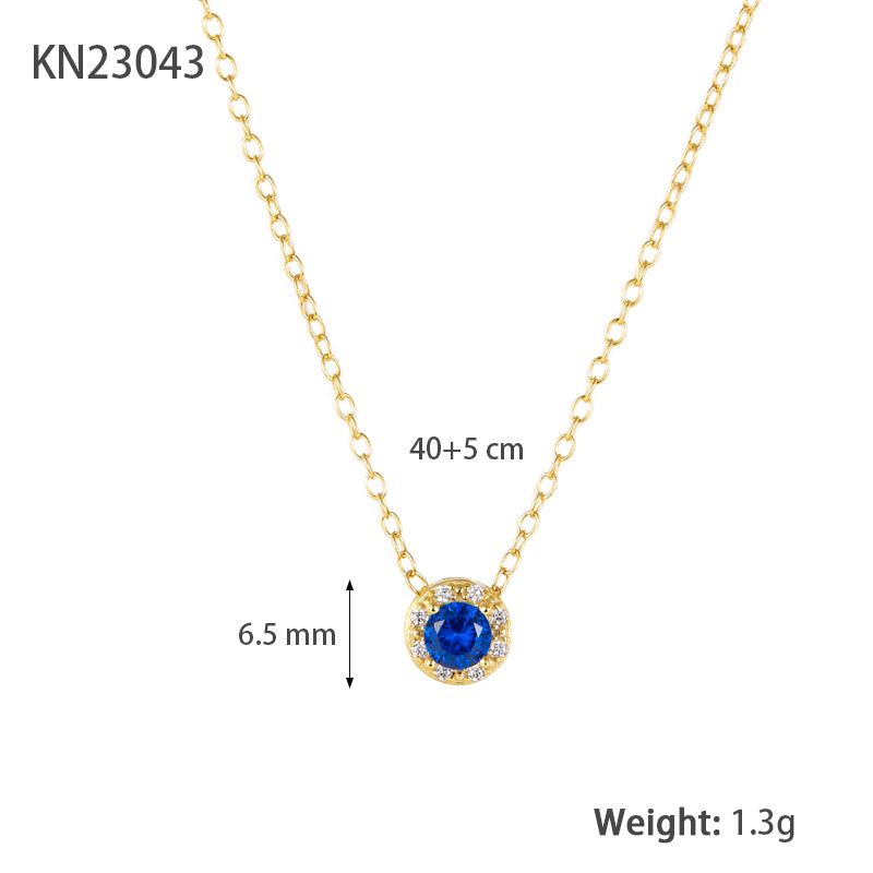 Elegant Shiny Round Sterling Silver Plating Inlay Zircon 18k Gold Plated White Gold Plated Necklace