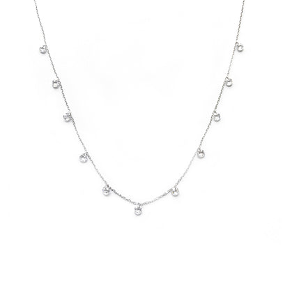 Elegant Gem Water Droplets Sterling Silver Inlay Zircon White Gold Plated Necklace