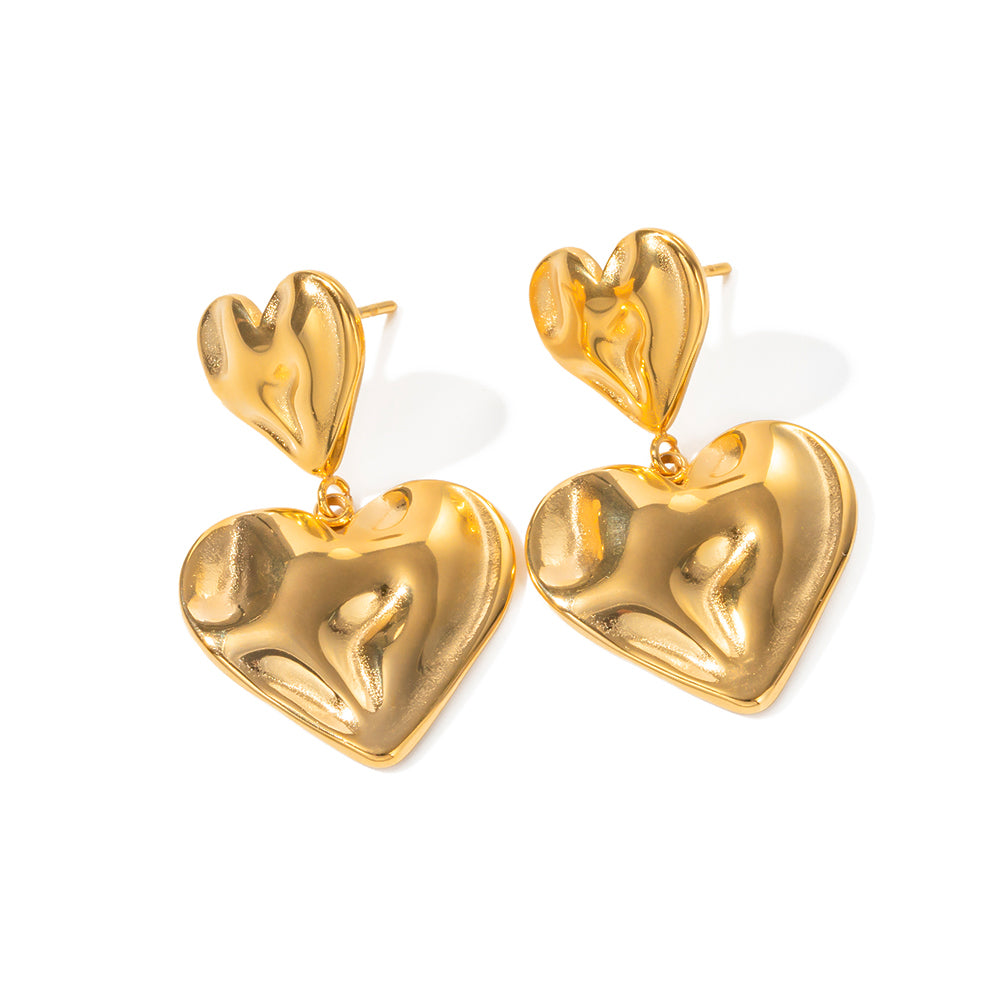1 Pair Ig Style Heart Shape Plating Stainless Steel 18k Gold Plated Drop Earrings