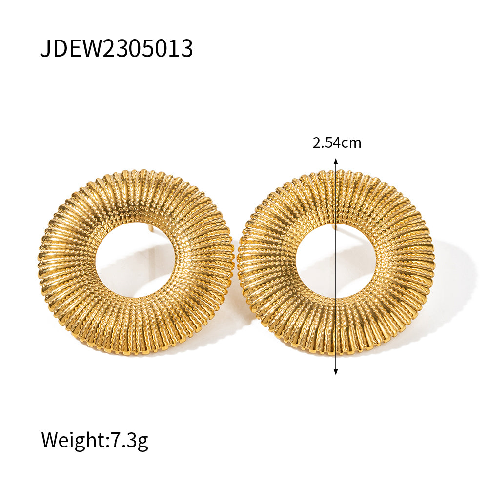 1 Pair Simple Style Round Plating Stainless Steel 18k Gold Plated Ear Studs