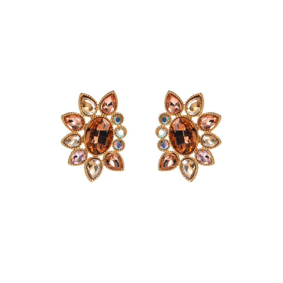 1 Pair Elegant Glam Water Droplets Flower Plating Inlay Alloy Rhinestones Gold Plated Silver Plated Ear Studs