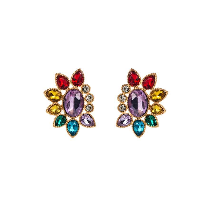 1 Pair Elegant Glam Water Droplets Flower Plating Inlay Alloy Rhinestones Gold Plated Silver Plated Ear Studs