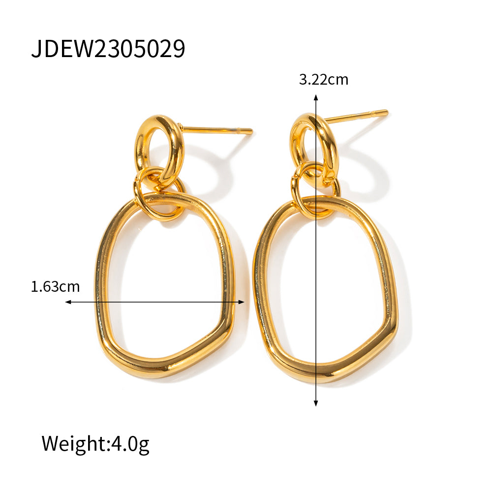 1 Pair Ig Style Simple Style Round Plating Hollow Out Stainless Steel 18k Gold Plated Drop Earrings