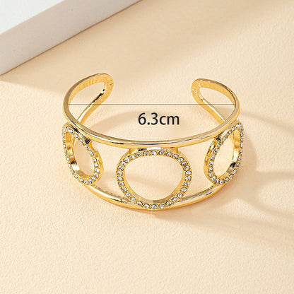 Glam Round Alloy Inlay Artificial Diamond Women's Bangle