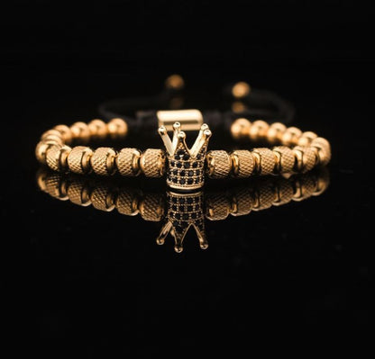 Retro Streetwear Crown Titanium Steel Plating Inlay Zircon Bracelets