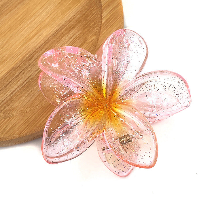 Sweet Flower Transparent Plastic Resin Hair Claws