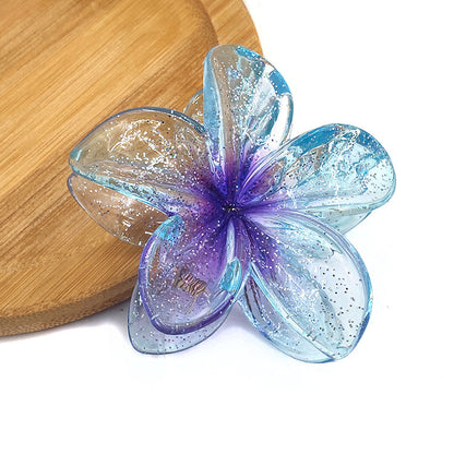 Sweet Flower Transparent Plastic Resin Hair Claws