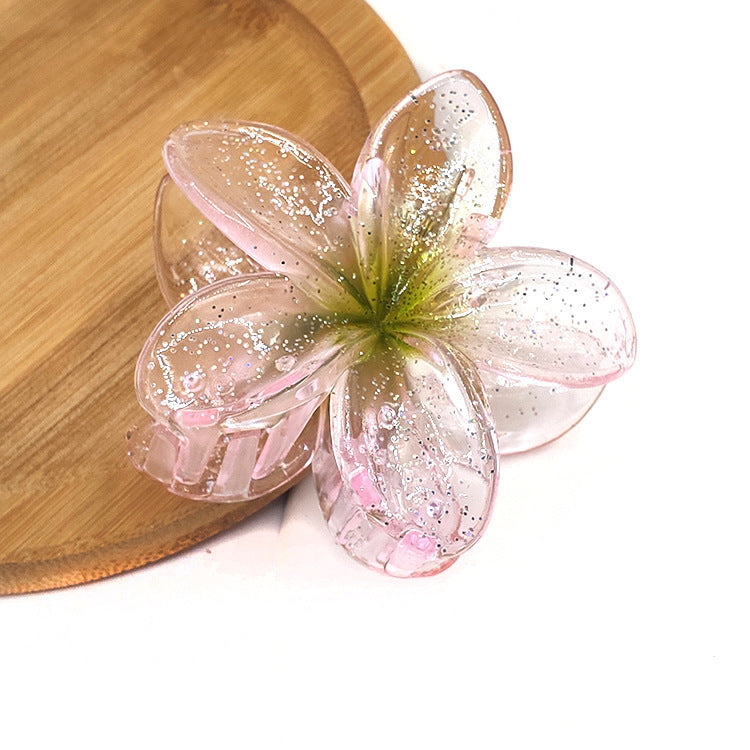 Sweet Flower Transparent Plastic Resin Hair Claws