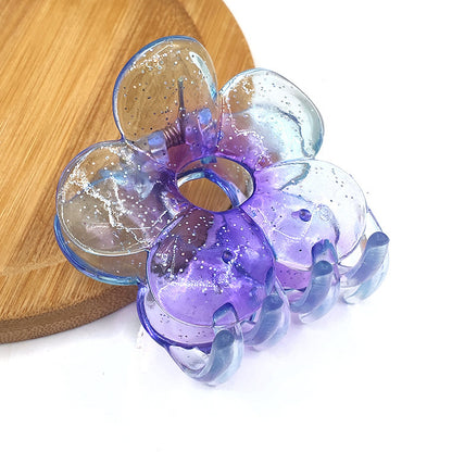 Sweet Flower Transparent Plastic Resin Hair Claws