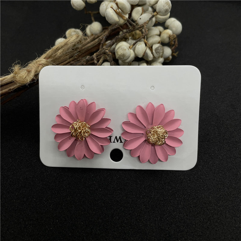 Cute Flower Alloy Plating Women'S Ear Studs