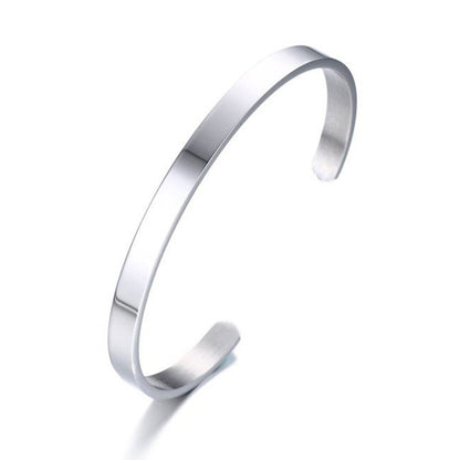 Basic Classic Style C Shape Stainless Steel Cuff Bracelets