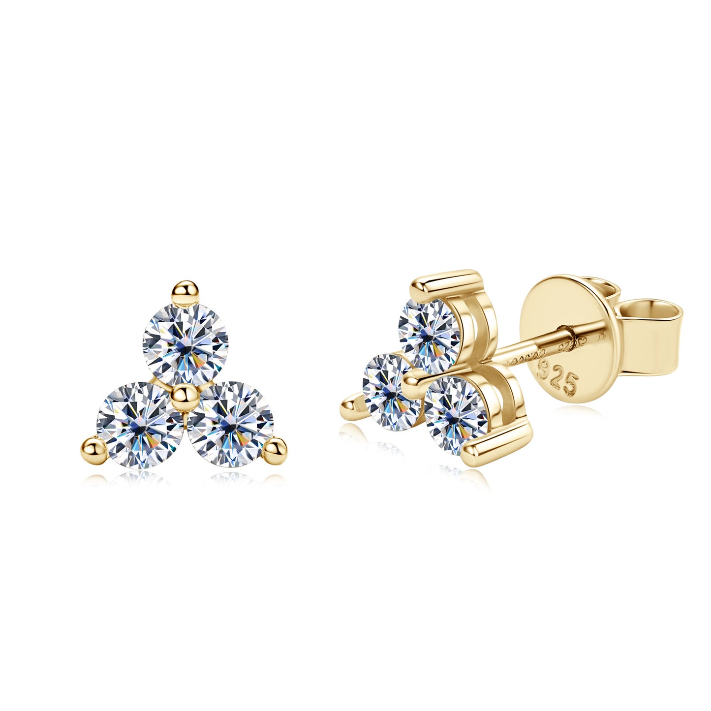 Simple Style Flower Sterling Silver Moissanite Ear Studs In Bulk