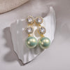 1 Pair Elegant Lady Sweet Geometric Inlay Imitation Pearl Copper Zircon Drop Earrings