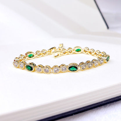 Original Design Multicolor Copper Plating Inlay Zircon Bracelets