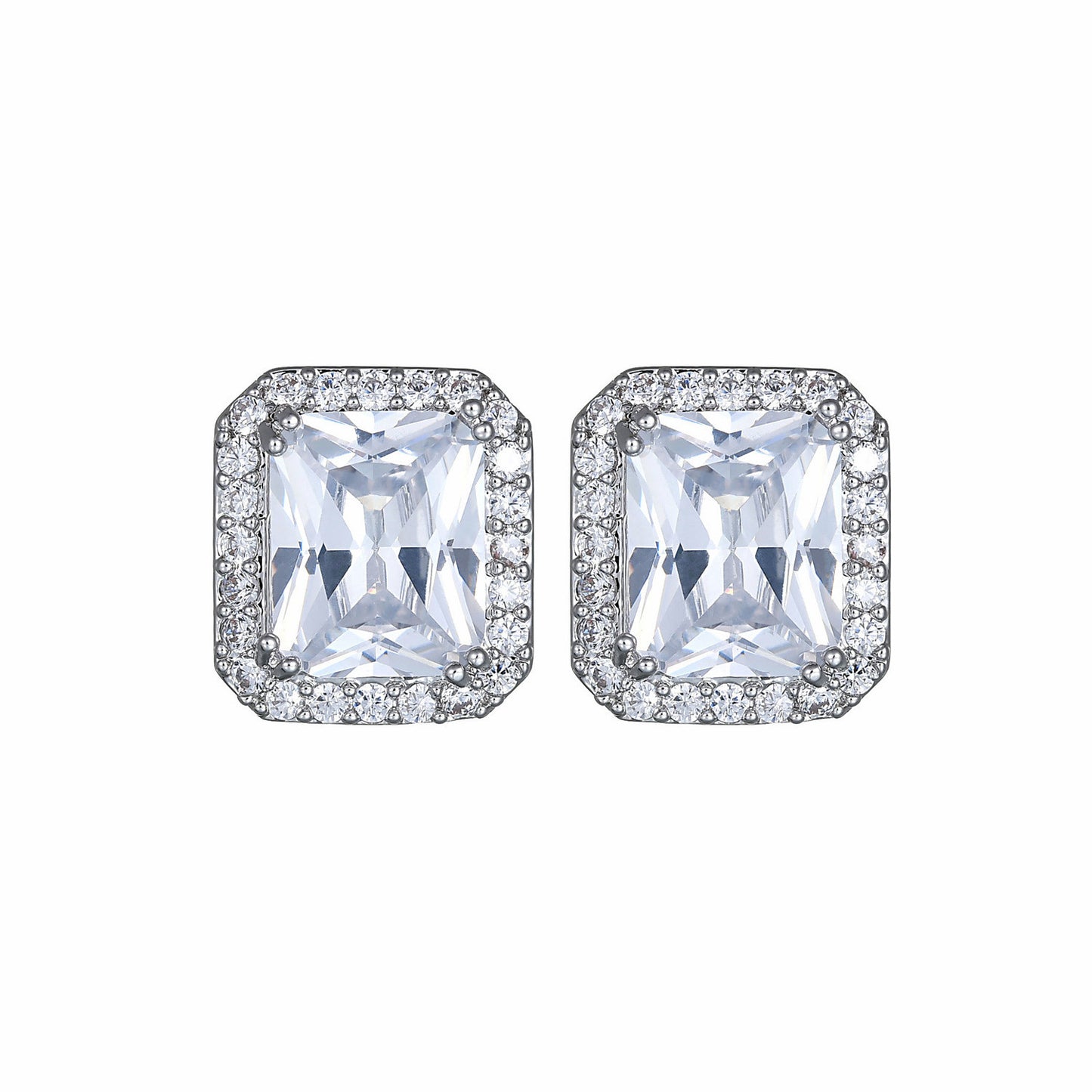 1 Pair Luxurious Square Inlay Copper Artificial Crystal Zircon Ear Studs