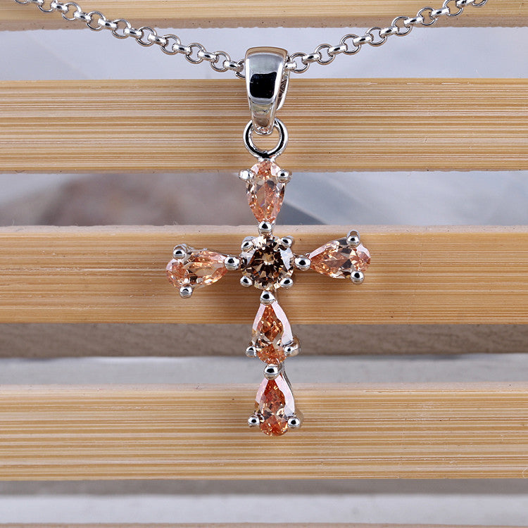 Casual Simple Style Cross Alloy Polishing Plating Inlay Zircon Unisex Pendant Necklace