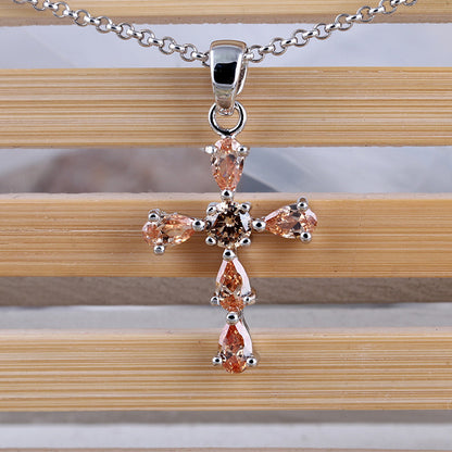 Casual Simple Style Cross Alloy Polishing Plating Inlay Zircon Unisex Pendant Necklace