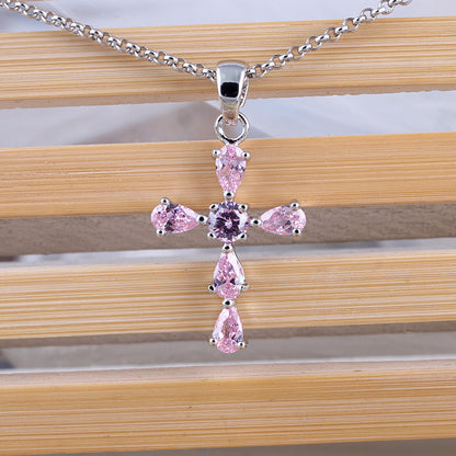 Casual Simple Style Cross Alloy Polishing Plating Inlay Zircon Unisex Pendant Necklace