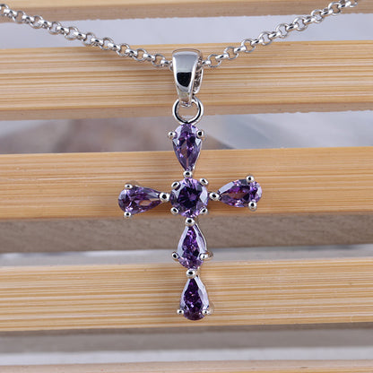 Casual Simple Style Cross Alloy Polishing Plating Inlay Zircon Unisex Pendant Necklace