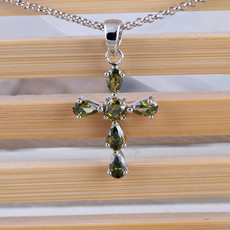 Casual Simple Style Cross Alloy Polishing Plating Inlay Zircon Unisex Pendant Necklace