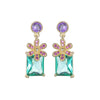 1 Pair Cute Flower Plating Inlay Copper Zircon Drop Earrings