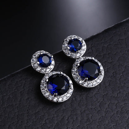 1 Pair Simple Style Shiny Round Plating Inlay Copper Alloy Zircon Drop Earrings