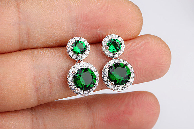 1 Pair Simple Style Shiny Round Plating Inlay Copper Alloy Zircon Drop Earrings