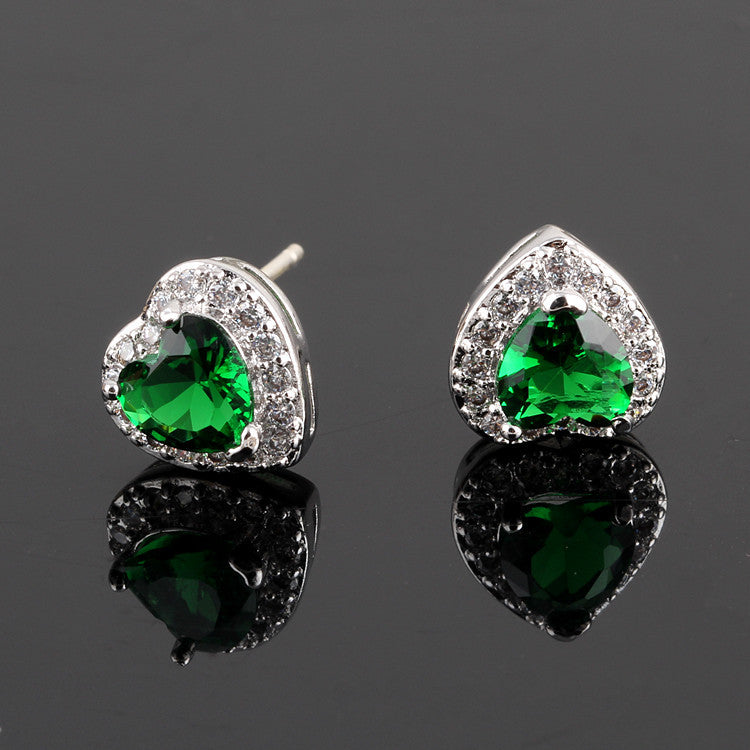 Princess Heart Shape Copper Alloy Plating Inlay Zircon Women's Ear Studs