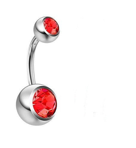 Retro Punk Geometric Stainless Steel Inlay Zircon Belly Ring