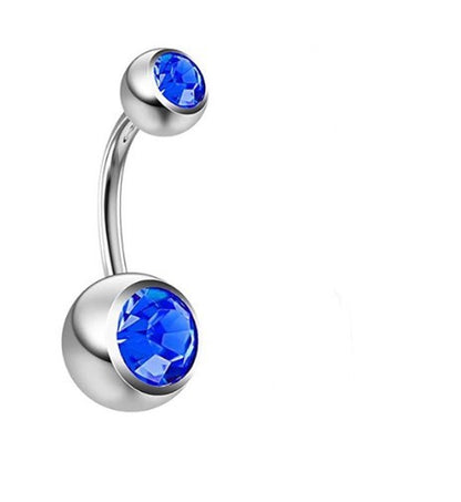 Retro Punk Geometric Stainless Steel Inlay Zircon Belly Ring