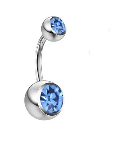 Retro Punk Geometric Stainless Steel Inlay Zircon Belly Ring