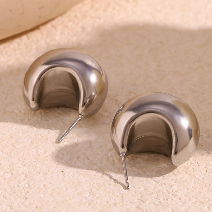 1 Pair Basic Simple Style Solid Color Plating Stainless Steel 18k Gold Plated Ear Studs