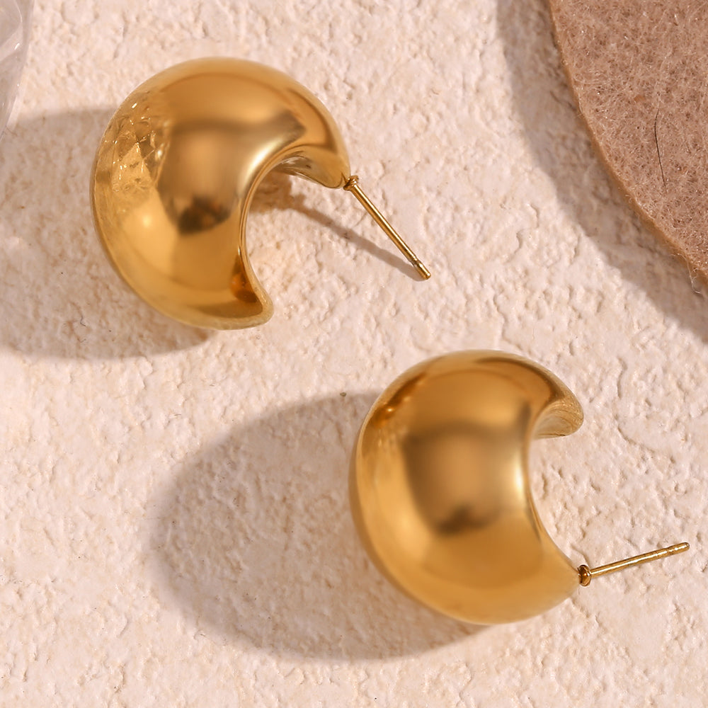 1 Pair Basic Simple Style Solid Color Plating Stainless Steel 18k Gold Plated Ear Studs