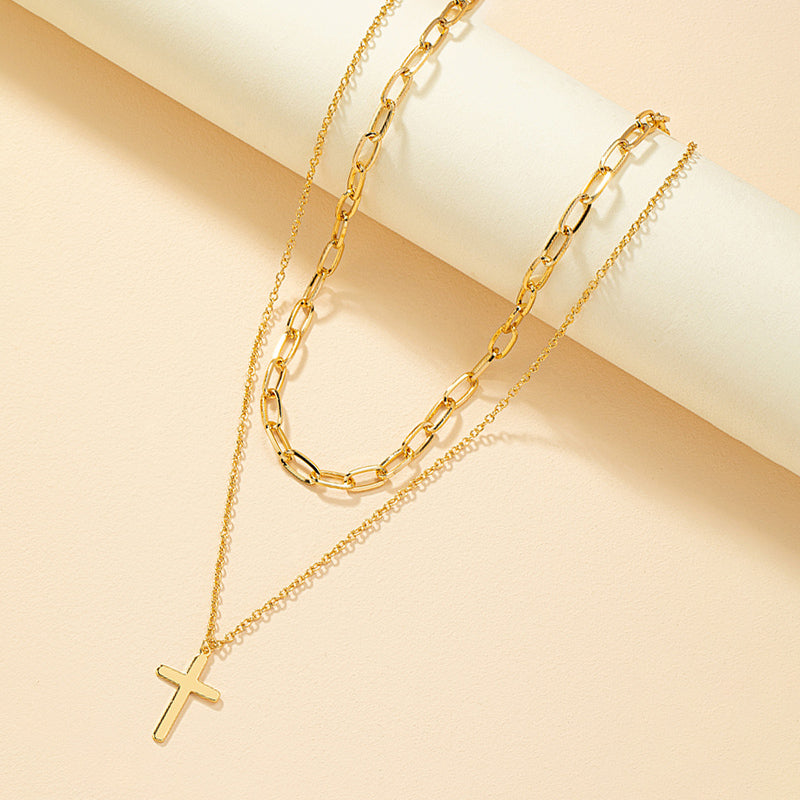 Elegant Retro Lady Cross Alloy Women's Layered Necklaces