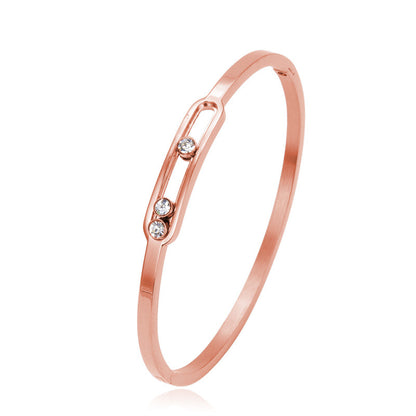 Ig Style Geometric Solid Color Stainless Steel Plating Inlay Zircon Bangle